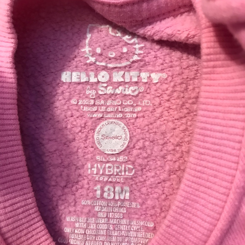 Hello Kitty Pink Crewneck Sweatshirt Glow in the Dark - Picture 2 of 2